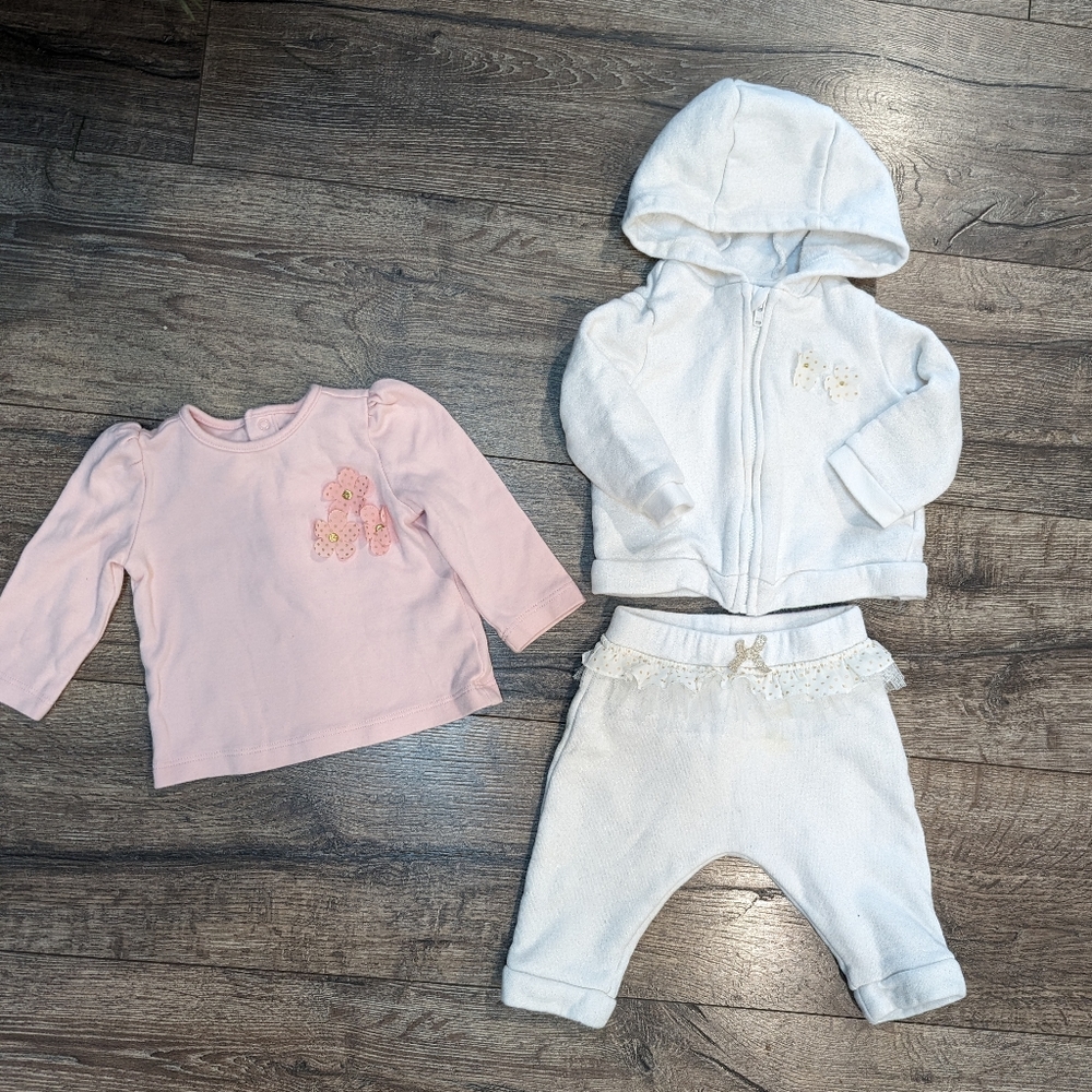 Original Marine 0-3 Month Baby Girl Hoodie Sweatpants Lounge Set Top Neutral